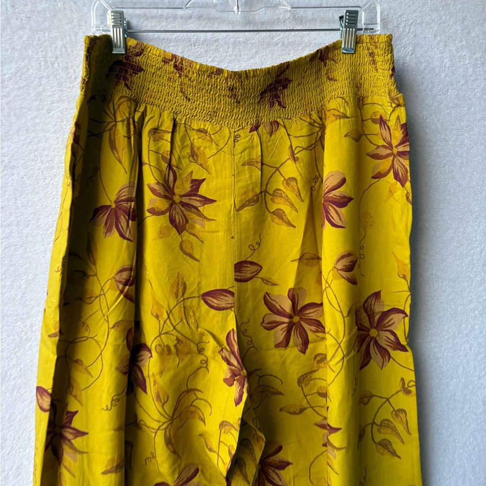 Sundance Living Himari Floral Pants Yellow Wide Leg - Picture 3 of 5
